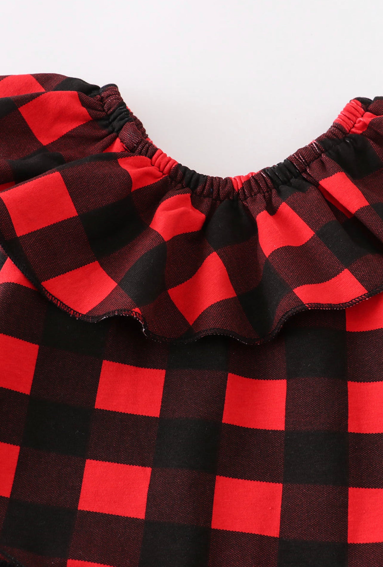 Red Plaid PomPom Romper