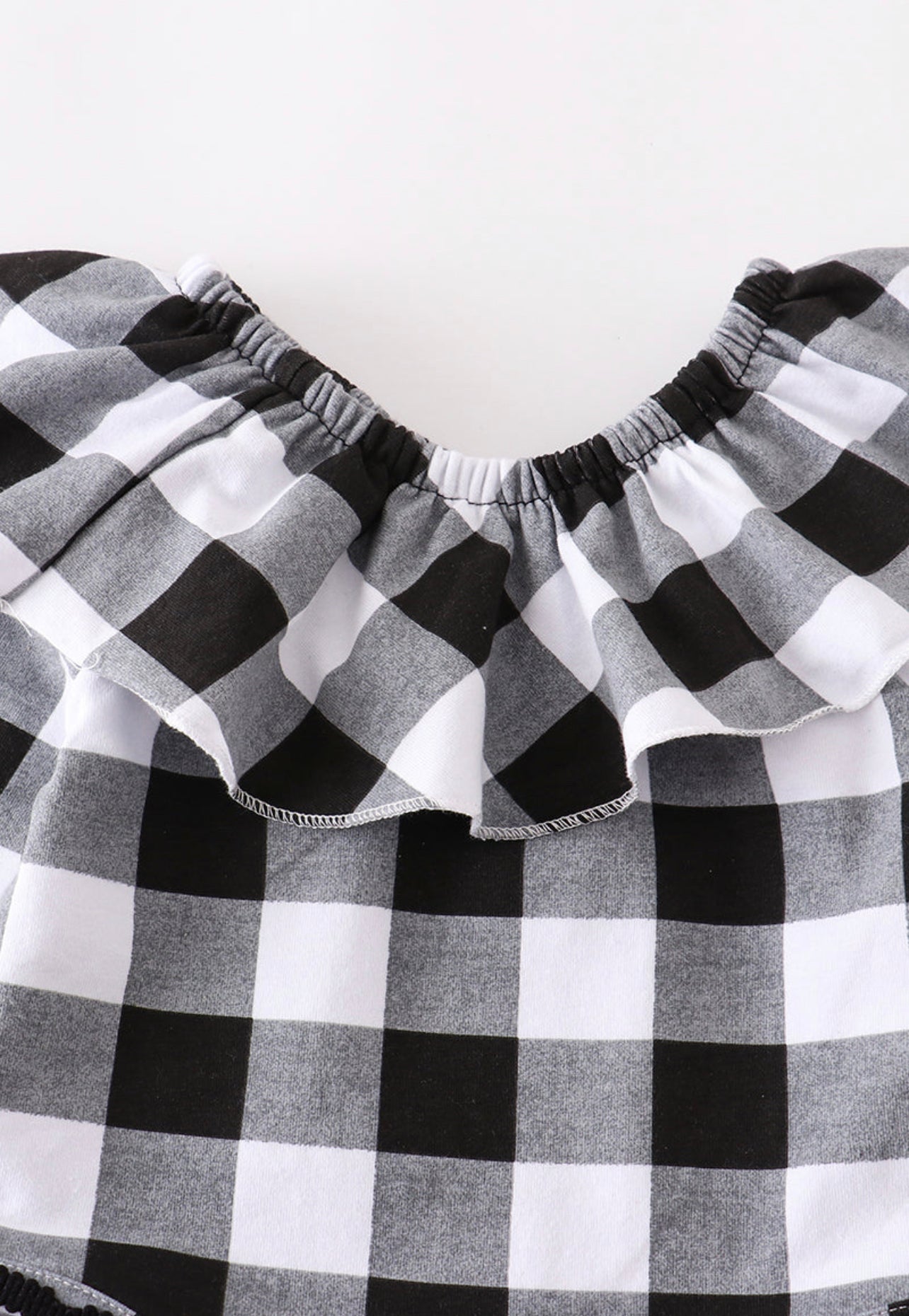 Black Plaid PomPom Romper