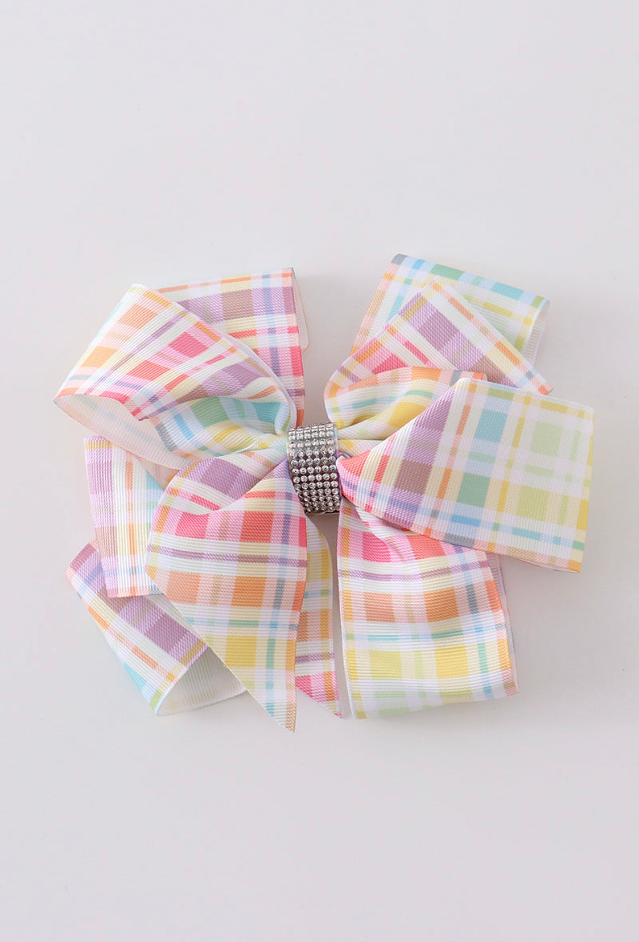 Rainbow Plaid Hair Bow