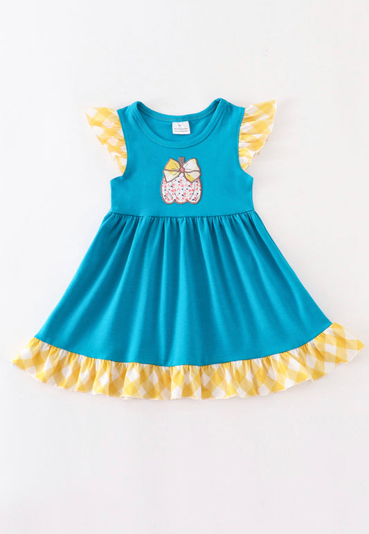 Teal/Yellow Applique Dress