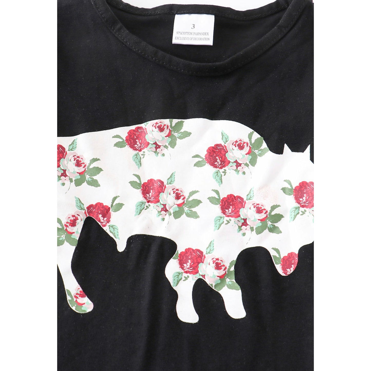 Mom & Me Black Floral Cow Shirt