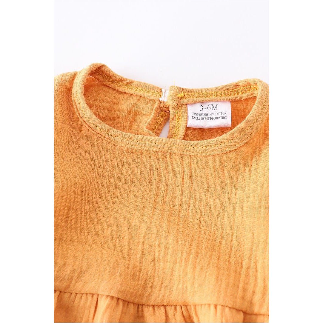 Mustard Linen Baby Romper