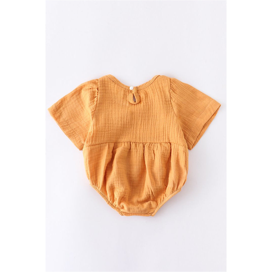 Mustard Linen Baby Romper