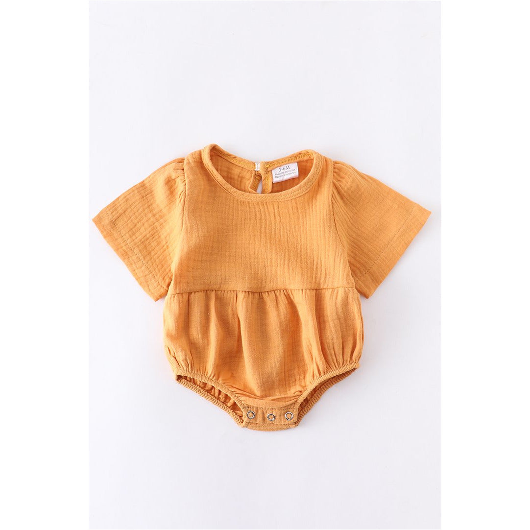 Mustard Linen Baby Romper